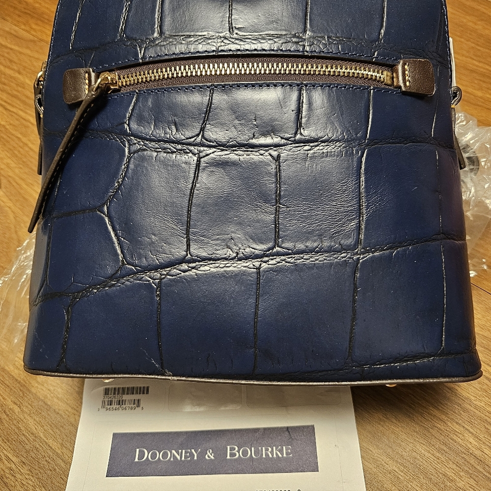 Dooney & Bourke Midnight Blue Denison Croc-Embossed Backpack - Picture 3 of 9